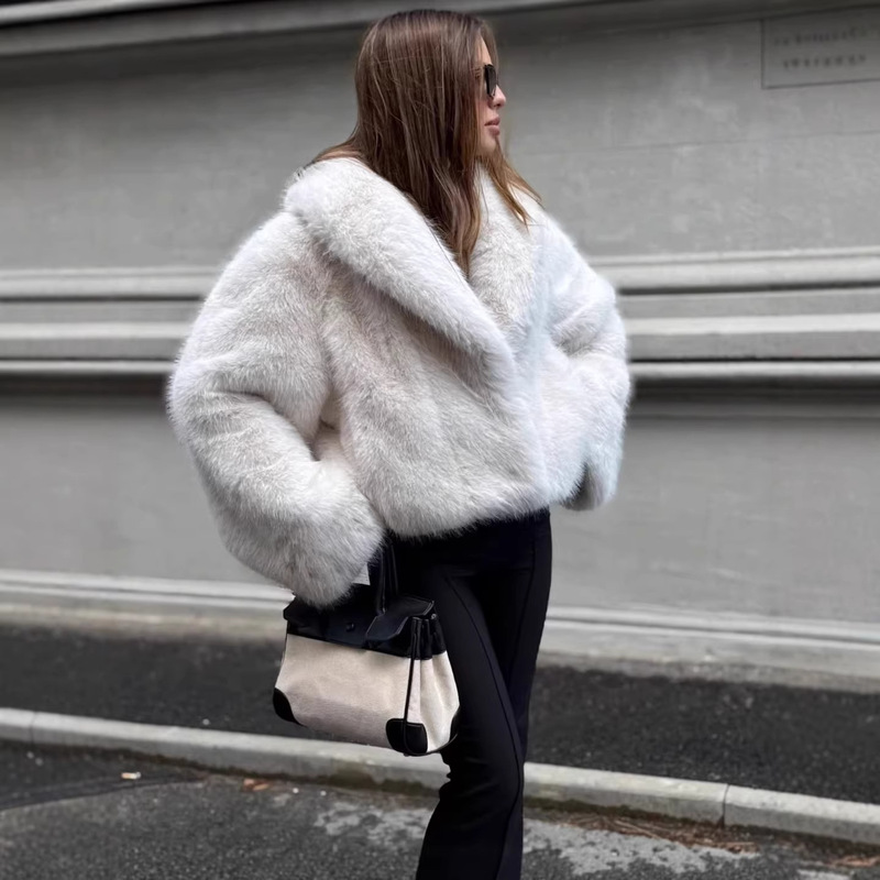 Amazon Ins-Style Cross-Border European and American Fox Fur Coat Short Autumn and Winter Faux Fur Jacket Plush Women's Clothing