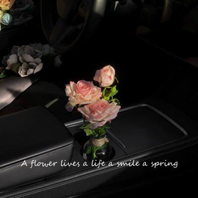 Cross-Border Car Ornaments, High-End Car ornaments - french-burnt-edge-rose-pink-hemp-rope-english-bottle