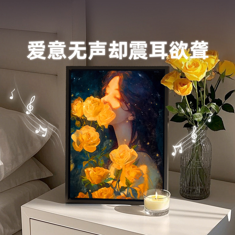 520 バレンタインデーギフト 花の油絵 カップルギフト 軽い贅沢 カスタムメイドの祝福の言葉 ガールフレンドへの贈り物 ホームデコレーション|undefined