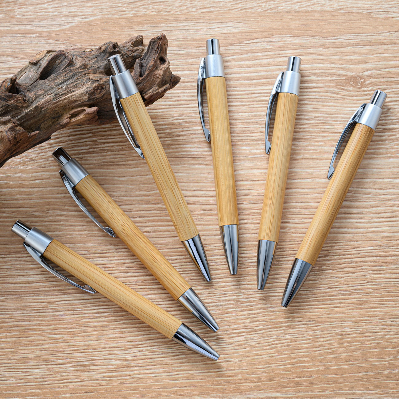 竹子笔现货批发竹木材质广告圆珠笔可印刷logo创意按动竹子圆珠笔