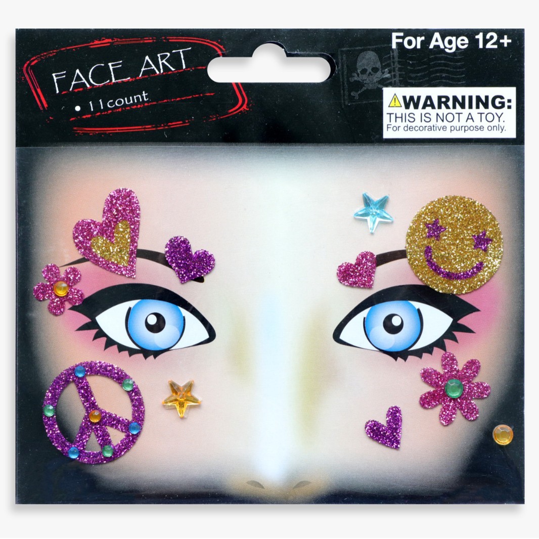 祝日のパーティーの舞台の化粧は顔を貼って化粧のシールを貼ります。