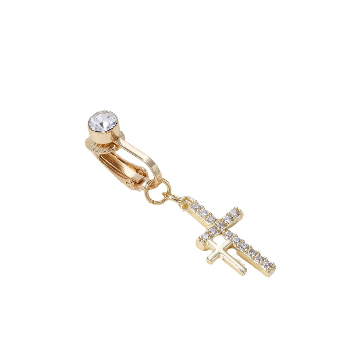 Vintage Cross Belly Button Ring No Piercing Required_voghion.com