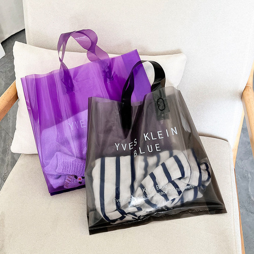 Transparent clothing store bag, plastic packaging bag wholesale, shopping companion gift packaging bag, clothing handbag