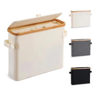 Modern Simple Paper Towel Roll Storage Basket Toilet Paper Storage Basket Bamboo Fabric Sundry Storage Basket with Lid Foldableable