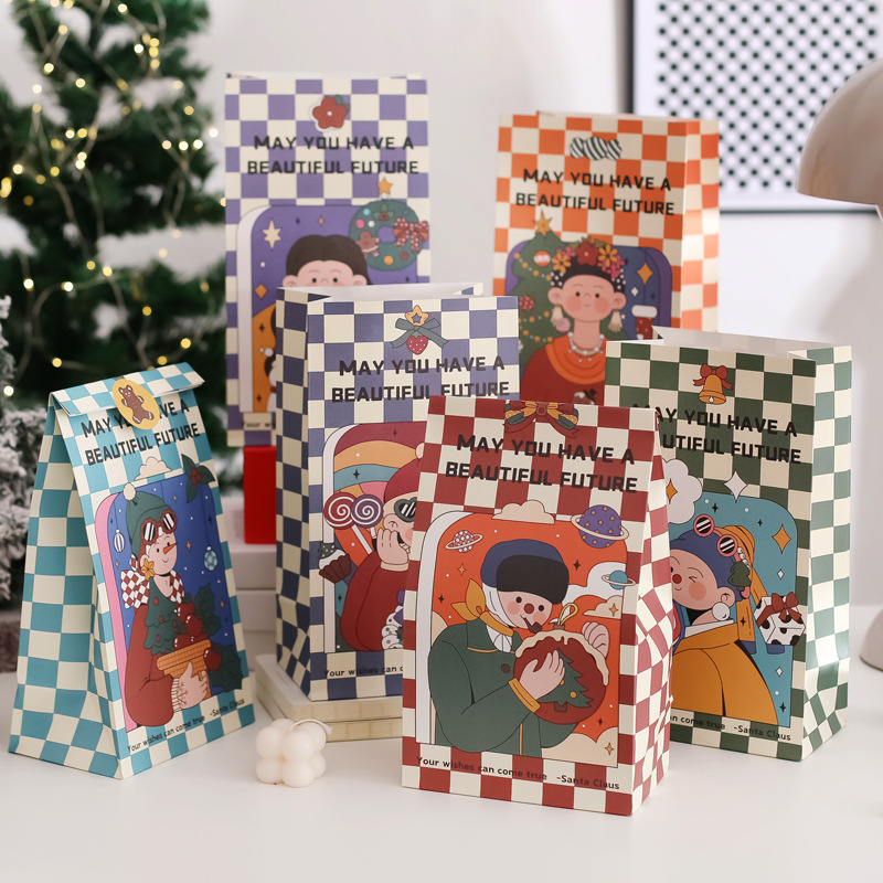 名画系列圣诞节手提礼品袋零食糖果袋圣诞礼物包装袋平安夜苹果袋
