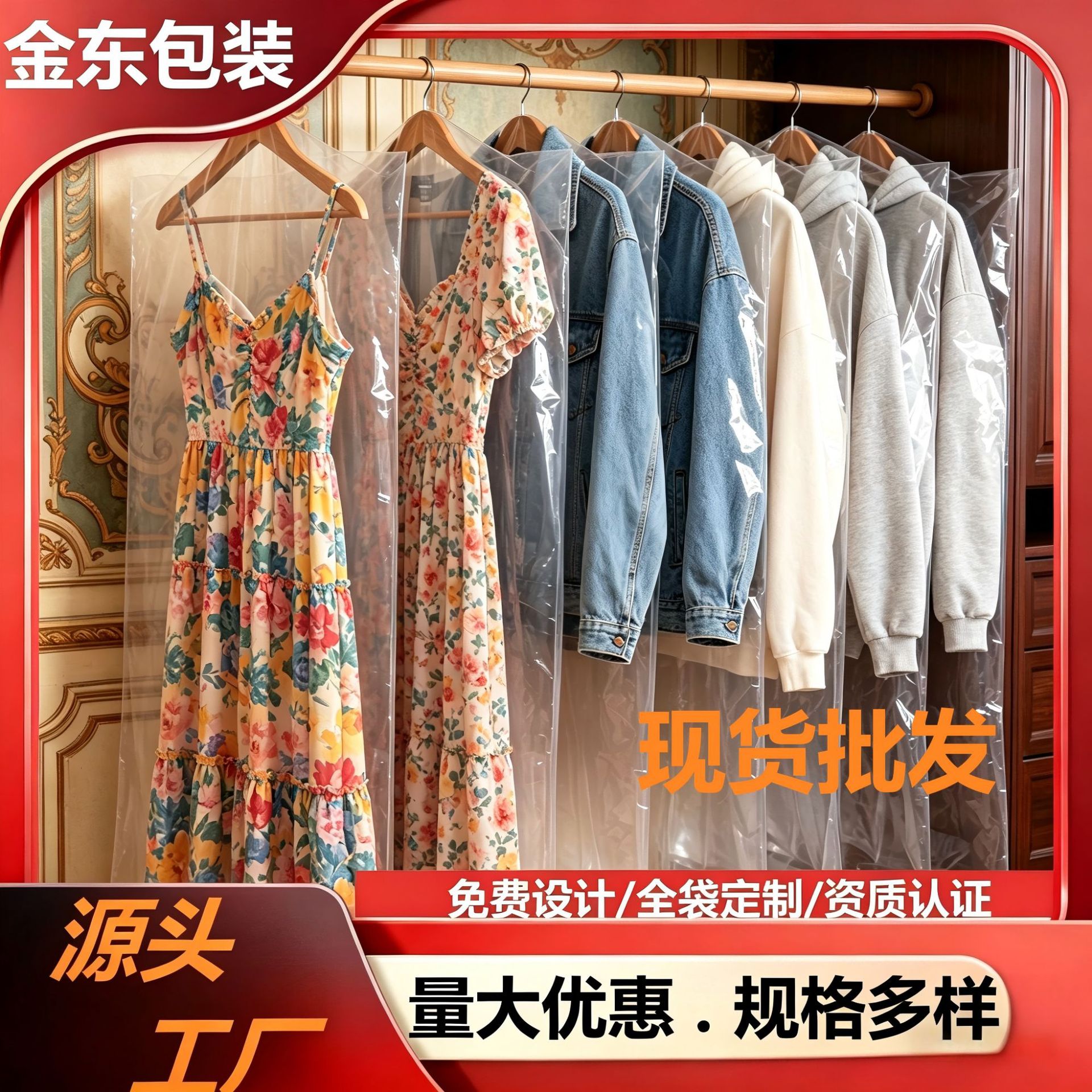 干洗店防尘袋透明加厚衣物衣罩西装大衣挂衣袋可家用现货厂家直销