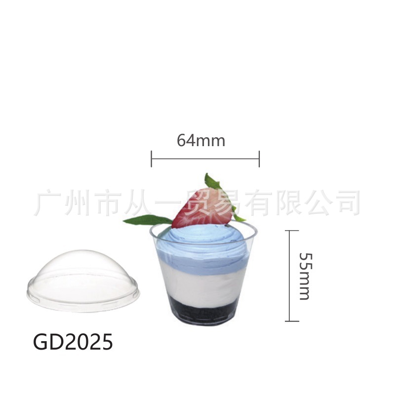 Vaso Desechable con Tapa para Pudín y Postres de Plástico PS Transparente