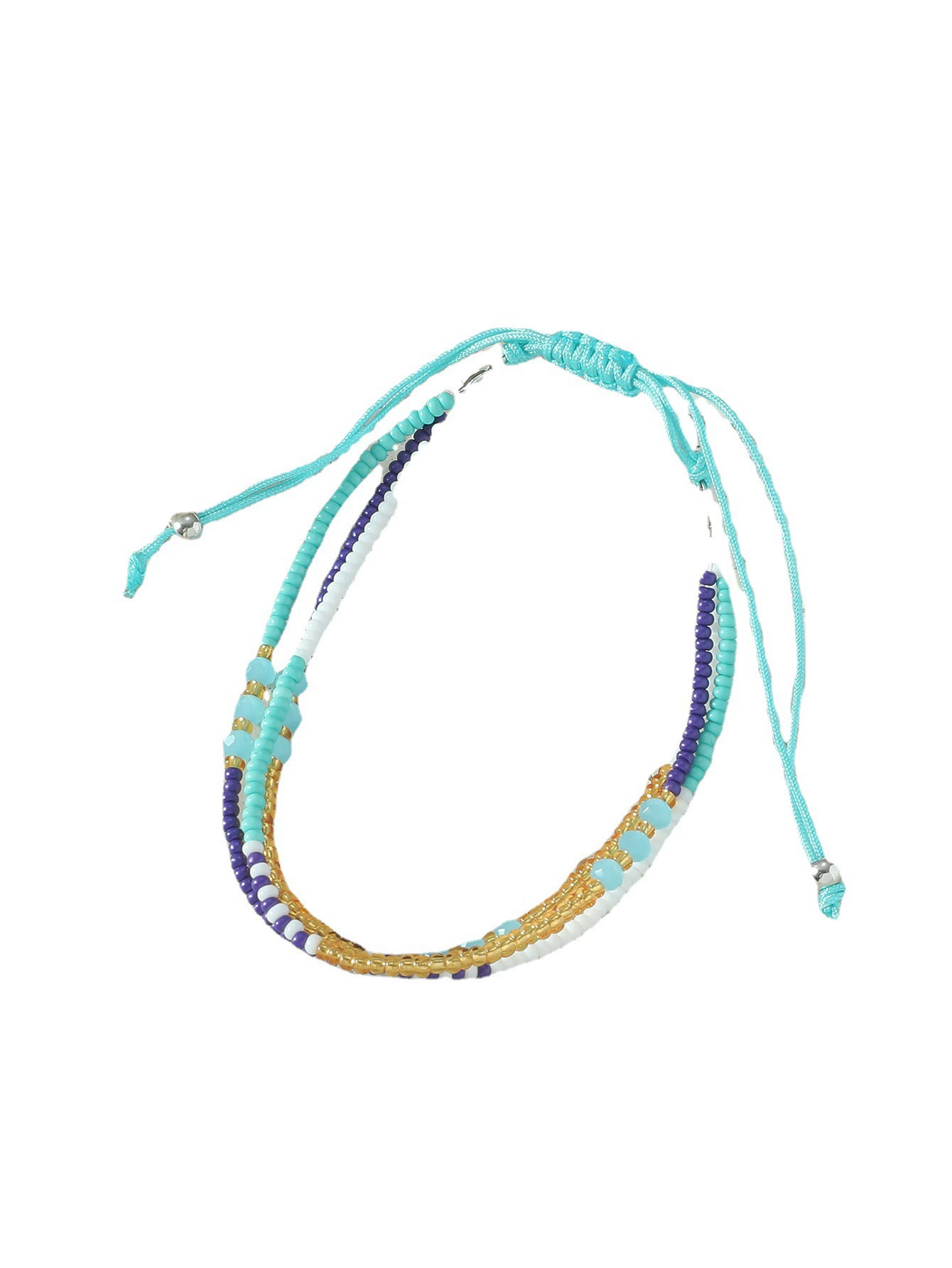 Woven crystal bracelet, boho ethnic style, adjustable multicolor cord