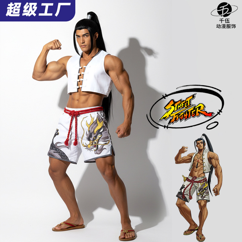Cross-border summer new Street Fighter 6 Jamie cosplay outfit, summer casual swimwear, Jamie ethnic style short-sleeved cosplay
