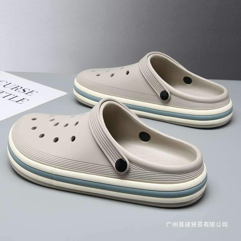 Croc Shoes Men's 2025 New Summer High-Looking Thick-Soled Fashionable Outer Wear Non-Slip Toe-Cap Slippers
