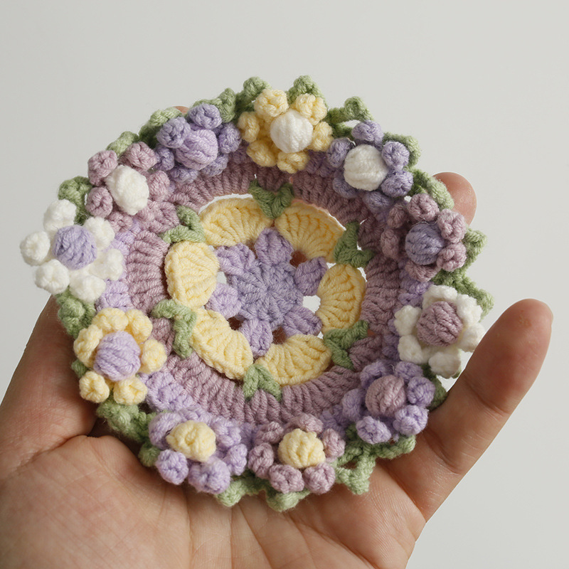 新商品の手編みシュークリームの花のコースターの甘い花の毛糸のかぎ針編みの花の装飾マットの手作りの完成品|undefined
