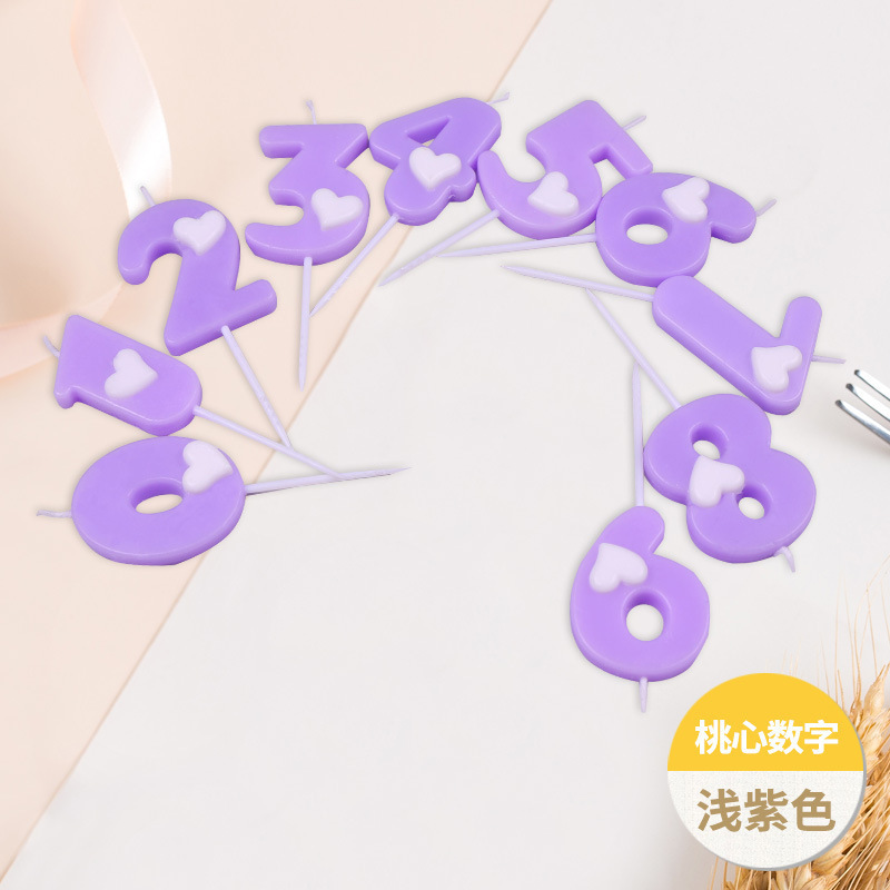 批发新款爱心数字心形数字蜡烛创意儿童生日派对蜡烛 0-9独立包装|undefined