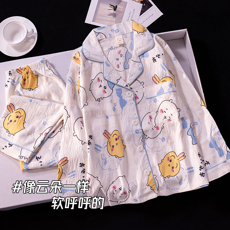 子供服子供パジャマセット春と秋の長袖ズボン男の子と女の子用クラウドコットン中型および大型子供用ホーム服子供服卸売|undefined