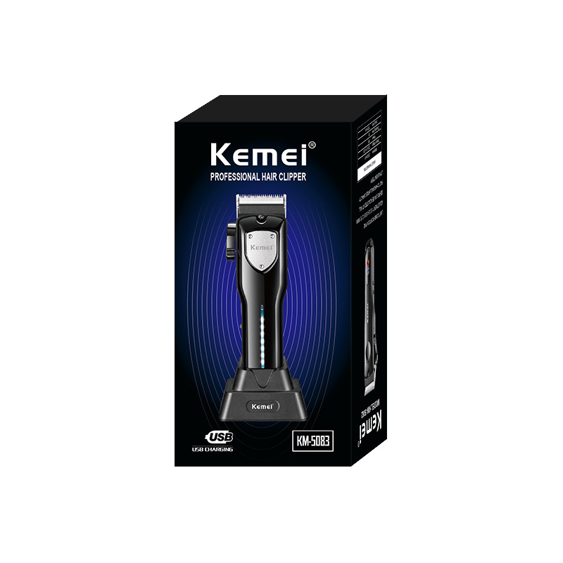Kemei cortadora de cabello profesional KM-5083 con base cortadora de cabello cabeza de aceite Clipper USB peluquería hogar cortadora eléctrica