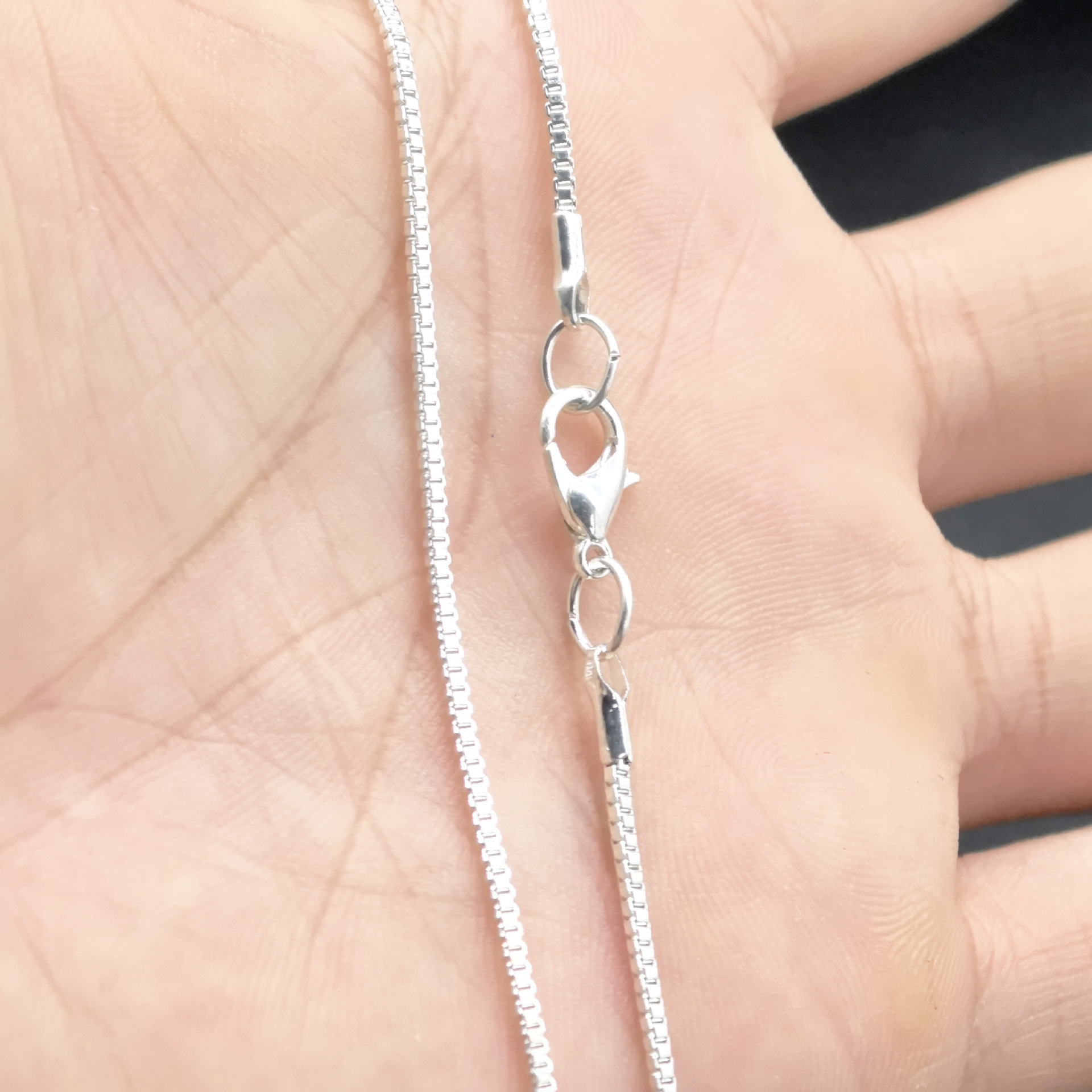 Copper Silver-Plated 45-60cm Unisex Clavicle Necklace Box Chain Accessories Wholesale Jewelry Chain DIY Parts