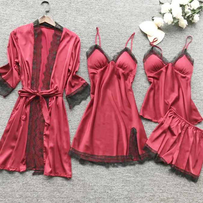 Women's Sexy Solid Color Imitated Silk Polyester Lace Shorts Sets display picture 2