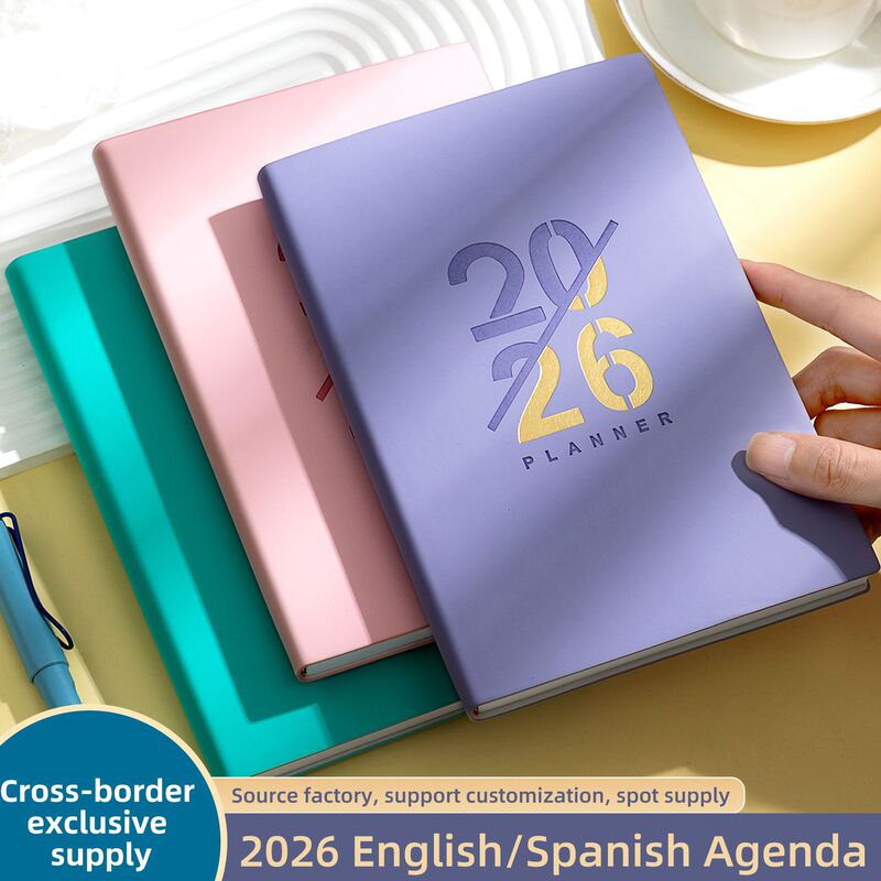 2026亚马逊新款英文日程本跨境计划本A5烫金笔记本规划年历本现货|undefined