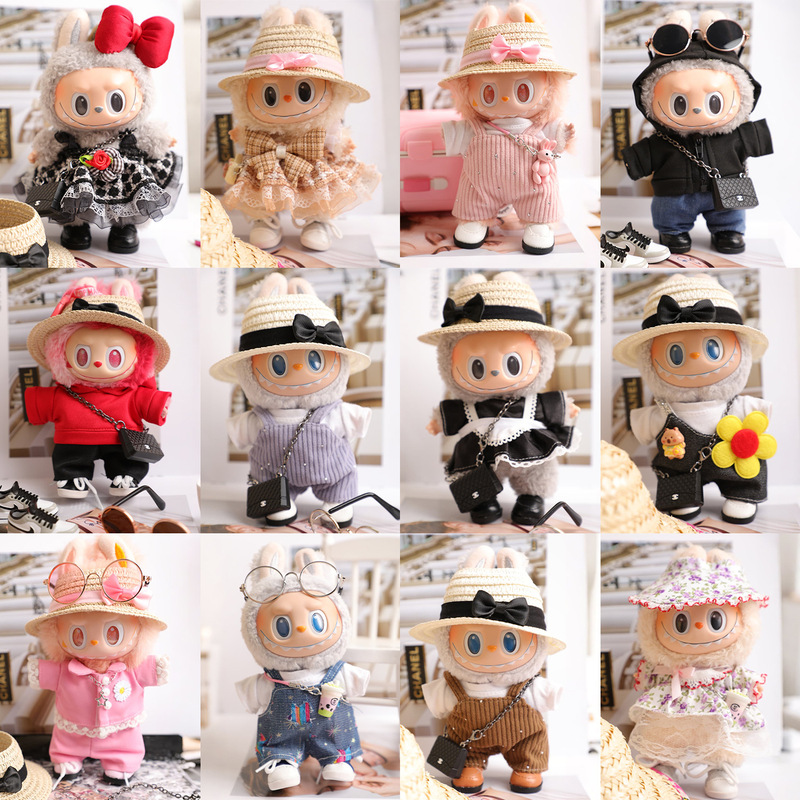 Only Clothes for 17cm Labubu Dolls, Cute Doll Clothes for Dressing Up, Suitable for First and Second Generation Labubu Dolls