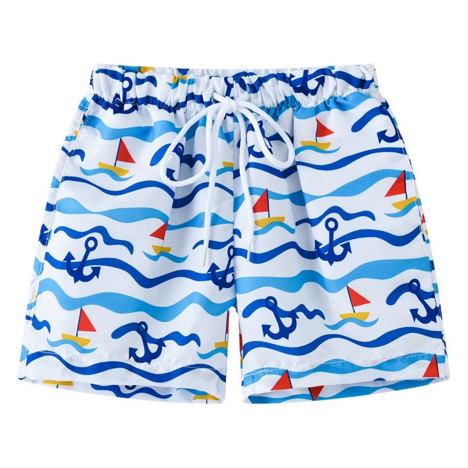 Летние новые детские шорты для мальчиков и девочек модные мультяшные пляжные брюки для малышей повседневные спортивные укороченные плавки тонкие