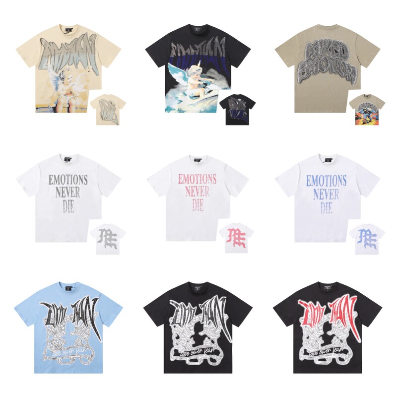 26S New American High Street Emo Rhinestone T-Shirt with Angel Baby Print, Loose Fit, Pure Cotton, Trendy Brand Short-Sleeve Collection