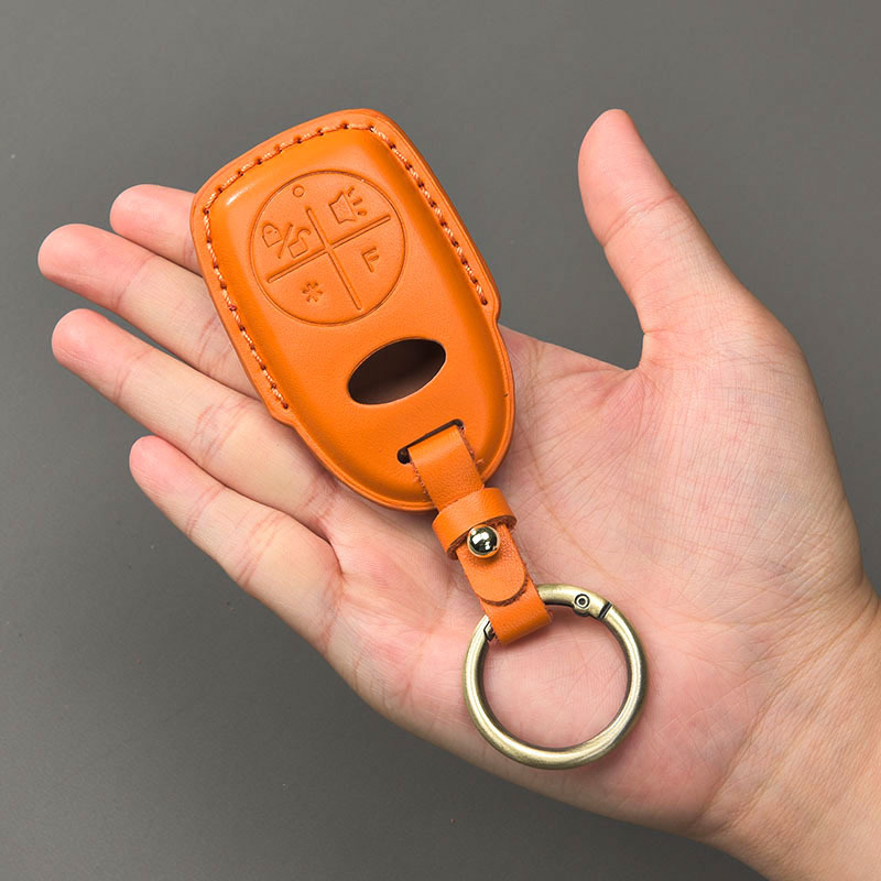 Suitable for Vespa Key Cover Gts300 Motorcycle Keychain Genuine Leather Cowhide Remote Control Key Case