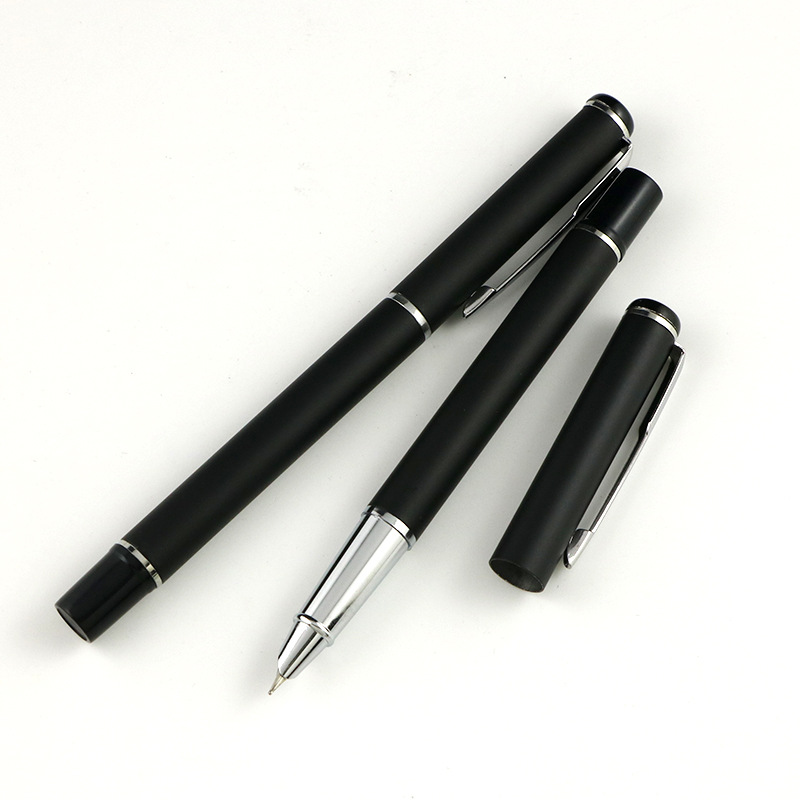801黑色磨砂钢笔 不锈钢小包尖硬笔书法练习0.38商务简易金属钢笔