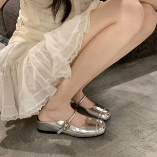 Half Slipper Version ~ Interior Height-raising Buckle Mary Jane Baotou Half Slippers Women's Sandals Summer New Fairy-style Shallow Mouth Single-layer Shoes