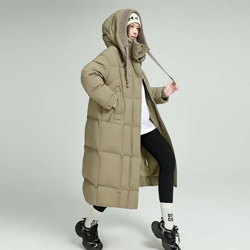 平湖羽绒服女加厚保暖2025冬季新款过膝长款连帽宽松90鸭绒高品质|undefined