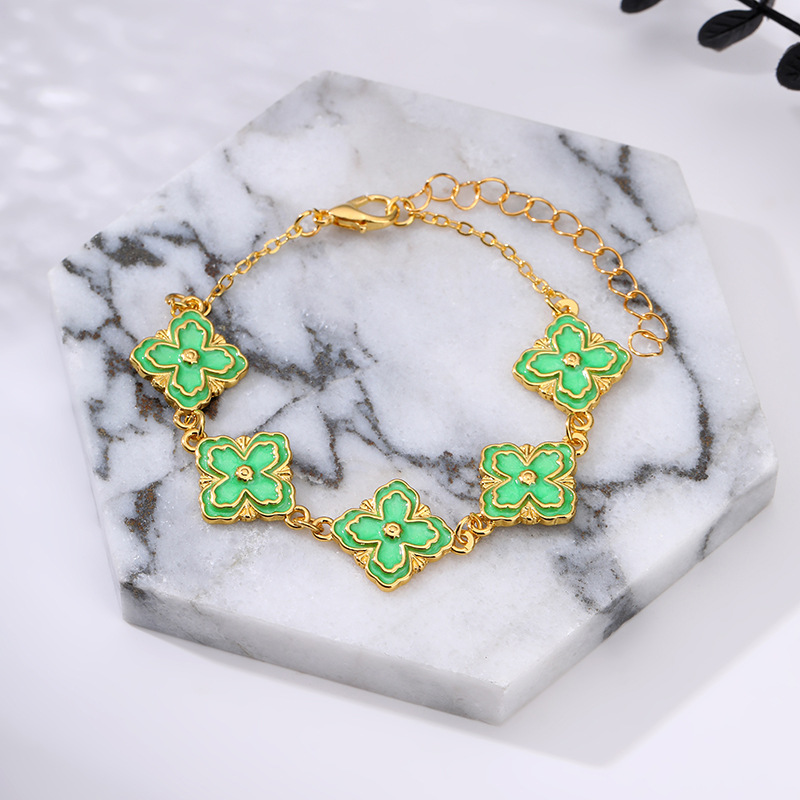 Europa y América de moda retro pulsera de cinco hojas mujeres joyas transfronterizas personalidades de diseño joyas de mano joyas de alta calidad