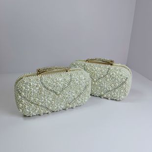 Pearl Evening Bag with Cheongsam Handbag Evening Dress Diamond-Encrusted Women's Fashionable Handbag Banquet Clutch Bag
