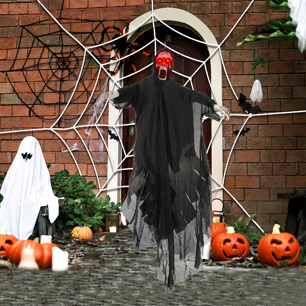 Decoración de Halloween transfronteriza de control de voz de gran fantasma colgando casa embrujada bar horrores accesorios esqueleto colgantes fantasmas