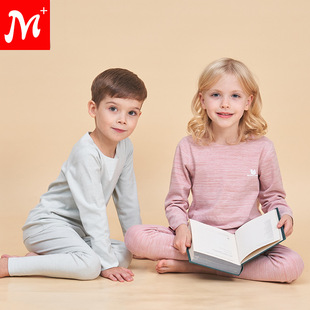 Children's Thermal Underwear Set Belly Patch Boy's Autumn Clothes Autumn Trousers Girls' Round Neck Baby's Thermal Underwear Winter