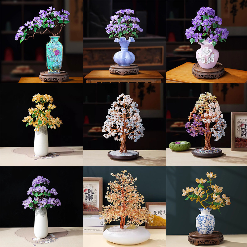 Natural Crystal Money Tree, Fortune Tree, Living Room Entrance, Opening Ceremony, Housewarming, New Year Home Crystal Tree, Wealth-Attracting Ornament