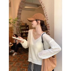 巨好看的镂空针织罩衫叠穿内搭背心两件套女早秋韩系气质显瘦上衣