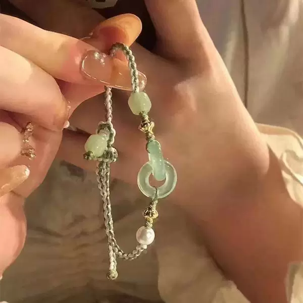National style interlocking Pearl hand-woven hand rope women's national style retro all-match adjustable best friend gift