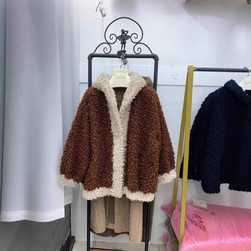 Teddy Bear Coat Women's Mid-length Fashionable Winter Korean Style Lambskin Thickened Fluffy plus size Fur Coat