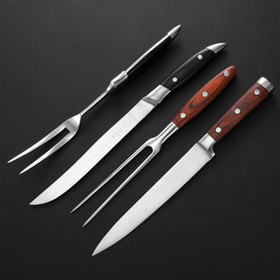 Outdoor Iron Plate Barbecue Knife and Fork Set Stainless Steel Barbecue Knife and Fork Tableware Home Kitchen Cooking Ingredients Tableware