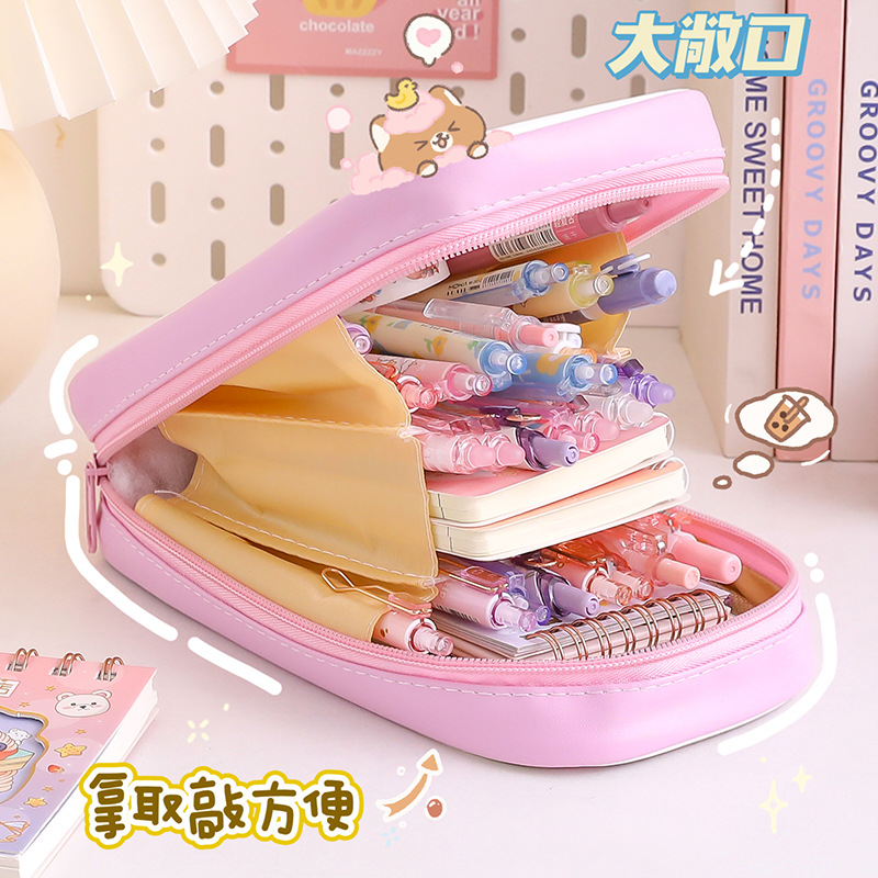 Temporada escolar de gran capacidad caja de lápiz de estudiante Yiwu Papelería transparente linda chica creativa simple caja de papelería de lápiz