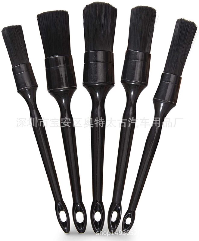 Amazon cross-border steam beauty cleaning detail brush 5 PCs plastic wire cleaning brush black handle soft brush air outlet brush