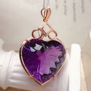 Jewelry Manufacturer DIY 18K Gold Inlaid Natural Amethyst Pendant Main Stone: 45 Carats
