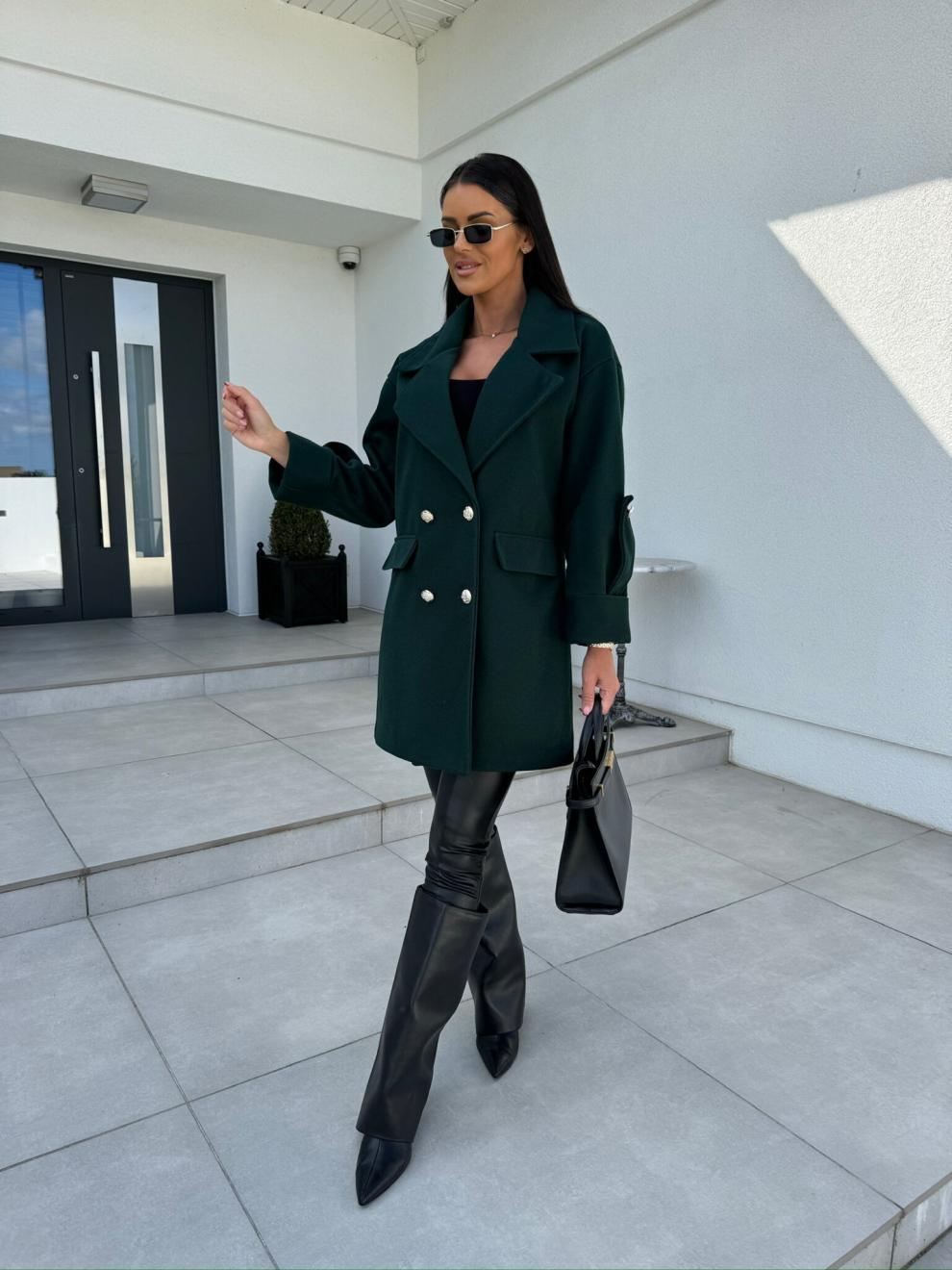 Women's Clothing New solid color H type suit collar woolen coat_voghion.com