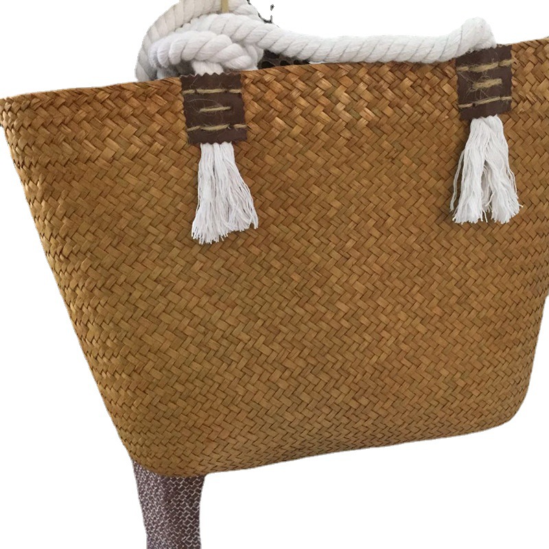Bolso Bandolera Tejido de Paja de Mimbre y Paja Hecho a Mano