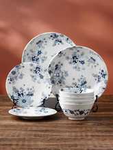 批發美濃燒日本陶瓷餐具套裝家用青花簡約盤子碗盤碟組合中日式碗