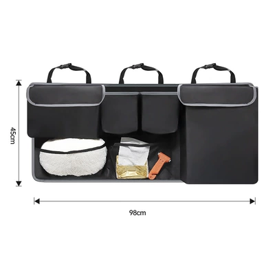 Car storage bag/box Oxford Cloth Storage Bag SUV - net-pocket-style-black-gray-edge