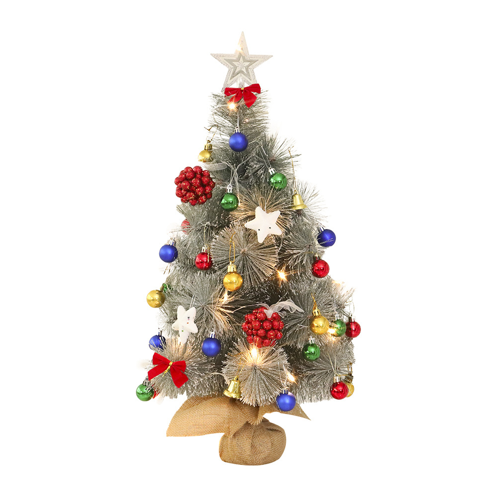 Cross-border mini Christmas tree 60cm, decorated with white pine needles, tree set, scene arrangement, desktop ornament, Christmas decoration