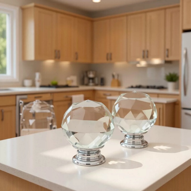 Source Spot Simple Round Design Crystal Glass Ball Diameter 30mm Single Hole Handle Drawer Cabinet Door Handle