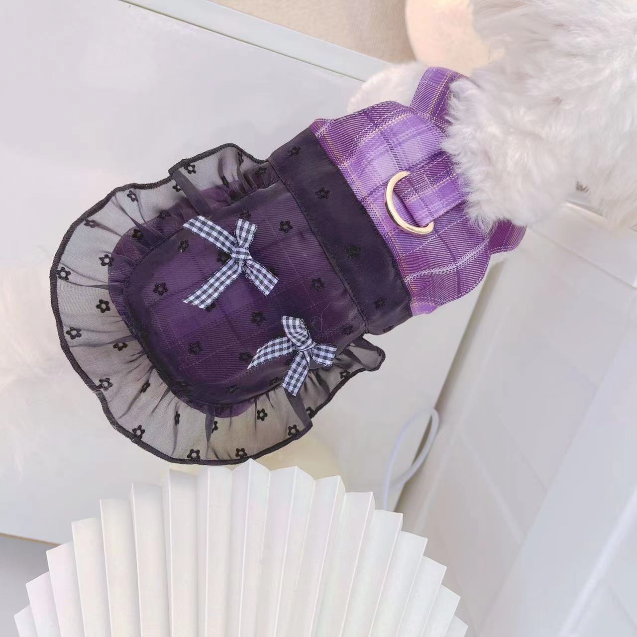 寵物衣服狗狗貓咪外出女僕牽引套裝泰迪比熊中小犬遛狗背心式胸背