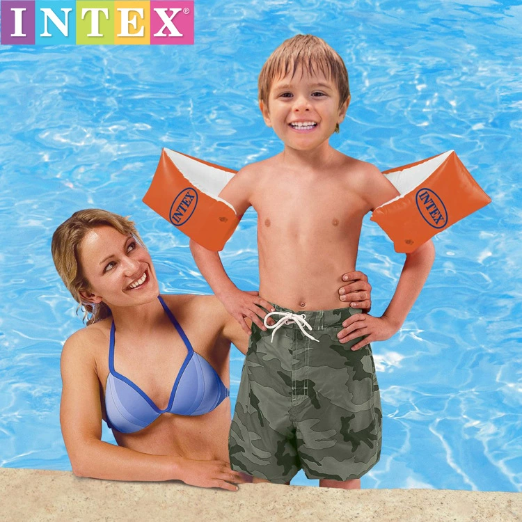 Оригинальные оригинальные товары INTEX ФЛУОРЕСЦЕНТНОЕ кольцо для плавания плавающее кольцо водяной рукав ручной рукав Двойная подушка безопасности для От 6 до 12 лет 58641