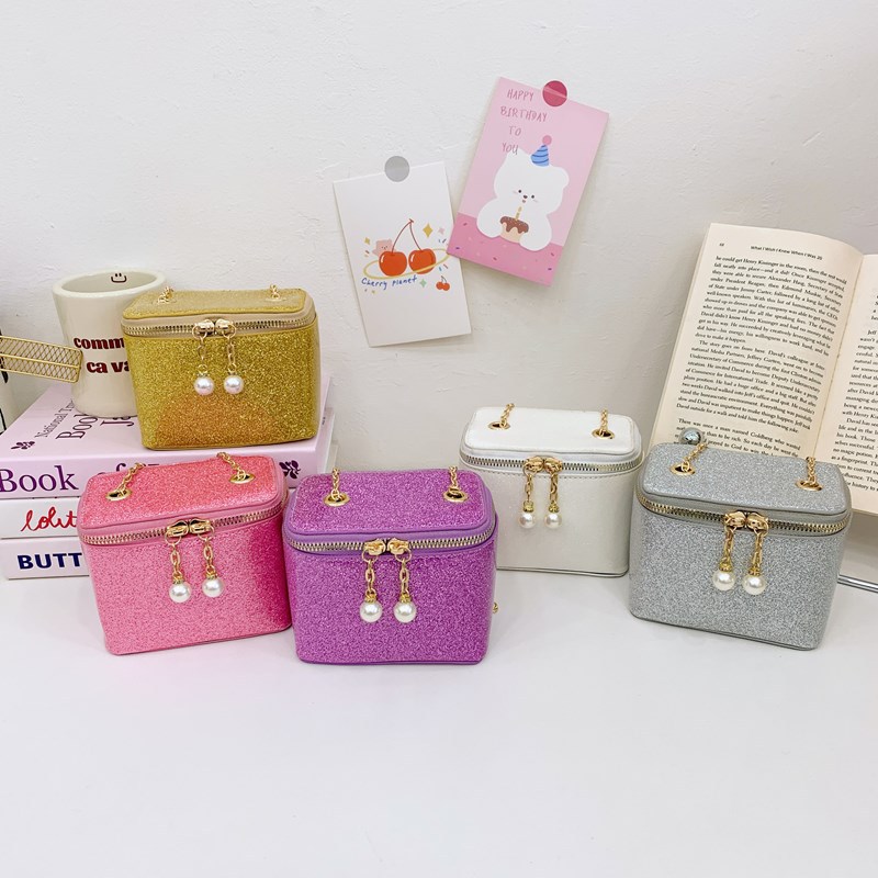 Bolso de hombro para niños y niñas con lentejuelas de estilo coreano, mini cadena de color sólido simple, bolso de mensajero para niños, nuevo bolso de caja para niños