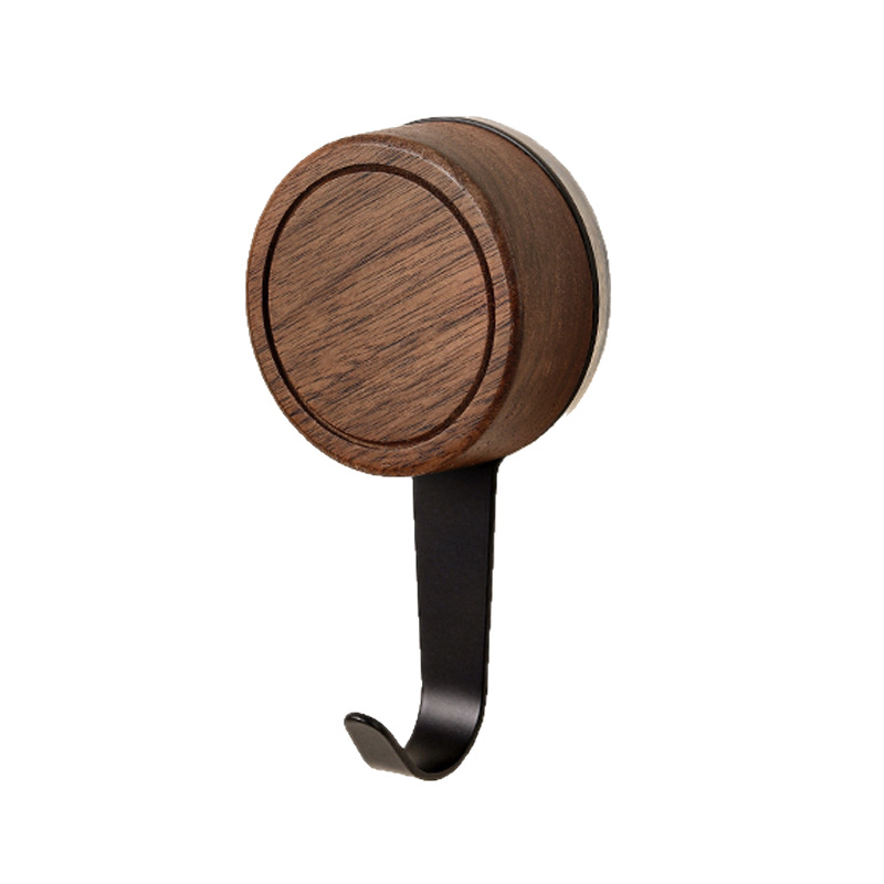 Gancho de ventosa de vacío de nogal negro Percha trasera de puerta sin perforación Gancho adhesivo de estilo antiguo de baño de alta carga y sin costuras